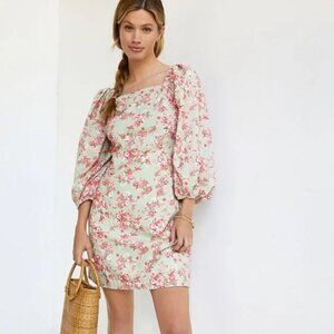 Anthropologie Forever That Girl Puff Sleeves Mini Dress | Floral | XS